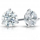 Natural Diamond Stud Earrings Hearts & Arrows 2.00 ct. tw. (F-G, VS2, Ideal) 18k White Gold 3-Prong Martini