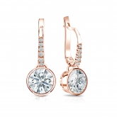 Natural Diamond Dangle Stud Earrings Hearts & Arrows 2.00 ct. tw. (F-G, I1-I2, Ideal) 14k Rose Gold Dangle Studs Bezel
