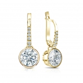 Certified 14k Yellow Gold Dangle Studs Bezel Hearts & Arrows Diamond Earrings 2.00 ct. tw. (H-I, I1-I2)