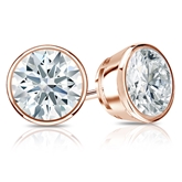 Certified 14k Rose Gold Bezel Hearts & Arrows Diamond Stud Earrings 2.00 ct. tw. (F-G, VS2)