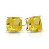 Lab Grown Diamond Stud Earrings Cushion 1.50 ct. tw. (Yellow) in 14k Yellow Gold 4-Prong Basket, Available Variations 1.00 ctw to 1.50 ctw