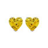 Lab Grown Diamond Stud Earrings Heart 0.75 ct. tw. (Yellow) in 14k White Gold 4-Prong Basket