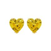 Lab Grown Diamond Stud Earrings Heart 1.25 ct. tw. (Yellow) in 14k Yellow Gold 4-Prong Basket