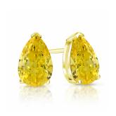Lab Grown Diamond Stud Earrings Pear 1.25 ct. tw. (Yellow) in 14k Yellow Gold 4-Prong Basket