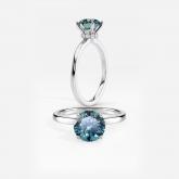 Lab Grown Diamond Ribbon Halo Engagement Ring Round 1.00 ct. (Blue, VS-SI) in 14k White Gold