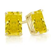 Lab Grown Diamond Stud Earrings Radiant 1.25 ct. tw. (Yellow) in 14k Yellow Gold 4-Prong Basket