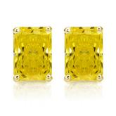 Lab Grown Diamond Stud Earrings Radiant 1.00 ct. tw. (Yellow) in 14k Yellow Gold 4-Prong Basket, Available Variations 0.50 ctw to 1.50 ctw