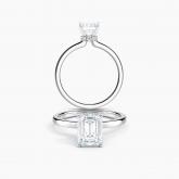 Lab Grown Diamond Ribbon Halo Engagement Ring Emerald 2.50 ct. (I-J, VS1-VS2) in 14k White Gold