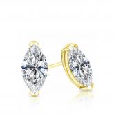Certified 18k Yellow Gold V-End Prong Marquise Cut Diamond Stud Earrings 0.62 ct. tw. (G-H, VS1-VS2)
