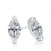 Certified 18k White Gold V-End Prong Marquise Cut Diamond Stud Earrings 0.75 ct. tw. (I-J, I1-I2)