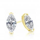 Certified 18k Yellow Gold V-End Prong Marquise Cut Diamond Stud Earrings 0.75 ct. tw. (G-H, VS1-VS2)