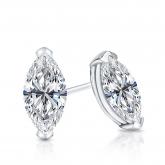 Certified 18k White Gold V-End Prong Marquise Cut Diamond Stud Earrings 1.00 ct. tw. (I-J, I1-I2)
