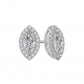 Certified 14k White Gold Halo Marquise Diamond Stud Earrings 3.00 ct. tw. (G-H, VS1-VS2)