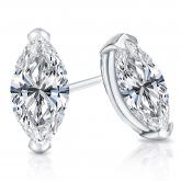 Certified 14k White Gold V-End Prong Marquise Cut Diamond Stud Earrings 2.00 ct. tw. (G-H, VS1-VS2)