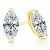 Certified 18k Yellow Gold V-End Prong Marquise Cut Diamond Stud Earrings 3.00 ct. tw. (G-H, VS1-VS2)