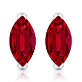 Lab Grown Gemstone Ruby Stud Earrings Marquise 0.50 ct. tw. 14k White Gold V-End Prong