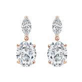Lab Grown Diamond Two Stone Drop Earrings Marquise and Oval 9.00 ct. tw. (F, VS) 14k Rose Gold