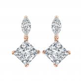 Lab Grown Diamond Two Stone Drop Earrings Marquise and Princess 6.00 ct. tw. (E, VS) 14k Rose Gold