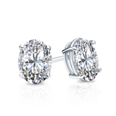 Natural Diamond Stud Earrings Oval 0.75 ct. tw. (I-J, I1-I2) 14k White Gold 4-Prong Basket