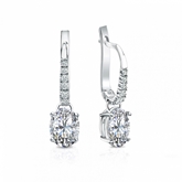 Lab Grown Diamond Dangle studs Earrings Oval 1.00 ct. tw. (F-G, VS) in 14k White Gold Drop Setting