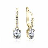 Certified 18k Yellow Gold Dangle Studs  4-Prong Basket Oval Diamond Earrings 1.00 ct. tw. (G-H, VS1-VS2)