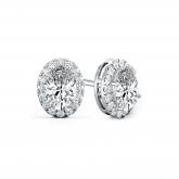 Natural Diamond Stud Earrings Oval 2.50 ct. tw. (H-I, SI1-SI2) 18k White Gold Halo