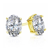 Certified 14k Yellow Gold 4-Prong Basket Oval Diamond Stud Earrings 1.50 ct. tw. (G-H, VS1-VS2)