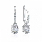 Certified 14k White Gold Dangle Studs  4-Prong Basket Oval Diamond Earrings 1.50 ct. tw. (H-I, SI1-SI2)