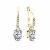 Natural Diamond Dangle Stud Earrings Oval 1.50 ct. tw. (H-I, SI1-SI2) 18k Yellow Gold Dangle Studs 4-Prong Basket
