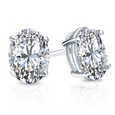 Natural Diamond Stud Earrings Oval 3.00 ct. tw. (G-H, VS1-VS2) 14k White Gold 4-Prong Basket