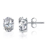 Certified Lab Grown Diamond Studs Earrings Oval 7.00 ct. tw. (I-J, VS1-VS2) in 14k White Gold 4-Prong Basket
