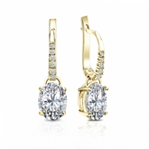 Natural Diamond Dangle Stud Earrings Oval 2.00 ct. tw. (I-J, I1-I2) 18k Yellow Gold Dangle Studs 4-Prong Basket