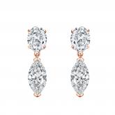 Lab Grown Diamond Two Stone Drop Earrings Oval and Marquise 3.00 ct. tw. (D, VVS) 14k Rose Gold