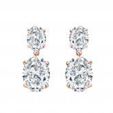 Lab Grown Diamond Two Stone Drop Earrings Oval 9.00 ct. tw. (D, VVS) 14k Rose Gold