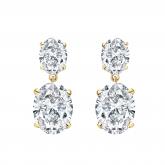 Lab Grown Diamond Two Stone Drop Earrings Oval 9.00 ct. tw. (E, VS) 18k Yellow Gold