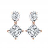 Lab Grown Diamond Two Stone Drop Earrings Oval and Princess 9.00 ct. tw. (E, VS) 14k Rose Gold