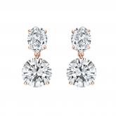 Lab Grown Diamond Two Stone Drop Earrings Oval and Round 6.00 ct. tw. (D, VVS) 14k Rose Gold