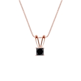 14k Rose Gold 4-Prong Basket Certified Princess-cut Black Diamond Solitaire Pendant 0.25 ct. tw.
