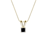 14k Yellow Gold 4-Prong Basket Certified Princess-cut Black Diamond Solitaire Pendant 0.25 ct. tw.