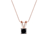 14k Rose Gold 4-Prong Basket Certified Princess-cut Black Diamond Solitaire Pendant 0.50 ct. tw.