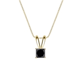 14k Yellow Gold 4-Prong Basket Certified Princess-cut Black Diamond Solitaire Pendant 0.50 ct. tw.
