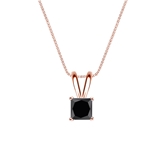 14k Rose Gold 4-Prong Basket Certified Princess-cut Black Diamond Solitaire Pendant 0.75 ct. tw.