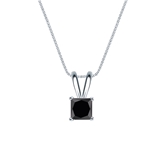 14k White Gold 4-Prong Basket Certified Princess-cut Black Diamond Solitaire Pendant 0.75 ct. tw.