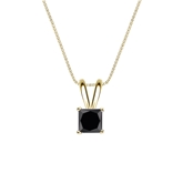 14k Yellow Gold 4-Prong Basket Certified Princess-cut Black Diamond Solitaire Pendant 0.75 ct. tw.
