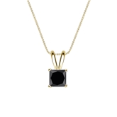 18k Yellow Gold 4-Prong Basket Certified Princess-cut Black Diamond Solitaire Pendant 1.00 ct. tw.