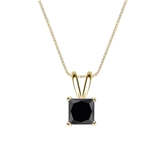 18k Yellow Gold 4-Prong Basket Certified Princess-cut Black Diamond Solitaire Pendant 1.25 ct. tw.