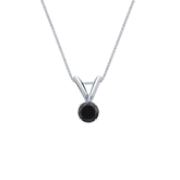 14k White Gold 4-Prong Basket  Certified Round-cut Black Diamond Solitaire Pendant 0.25 ct. tw.