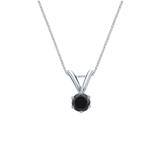 14k White Gold 6-Prong Basket  Certified Round-cut Black Diamond Solitaire Pendant 0.25 ct. tw.