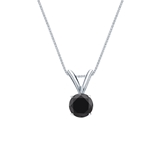 14k White Gold 4-Prong Basket Certified Round-cut Black Diamond Solitaire Pendant 0.50 ct. tw.
