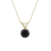 14k Yellow Gold 4-Prong Basket Certified Round-cut Black Diamond Solitaire Pendant 0.75 ct. tw.